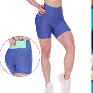 NWT Brazilian Brand high compression Blue flattering Gym shorts